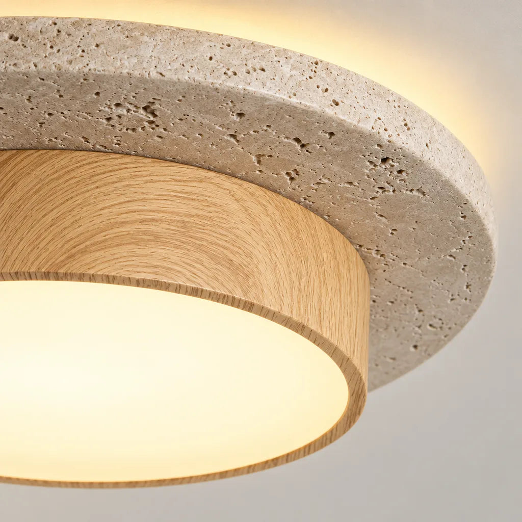 Plafonnier rond bois nordique