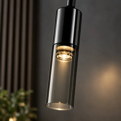 Suspension cylindre noir verre