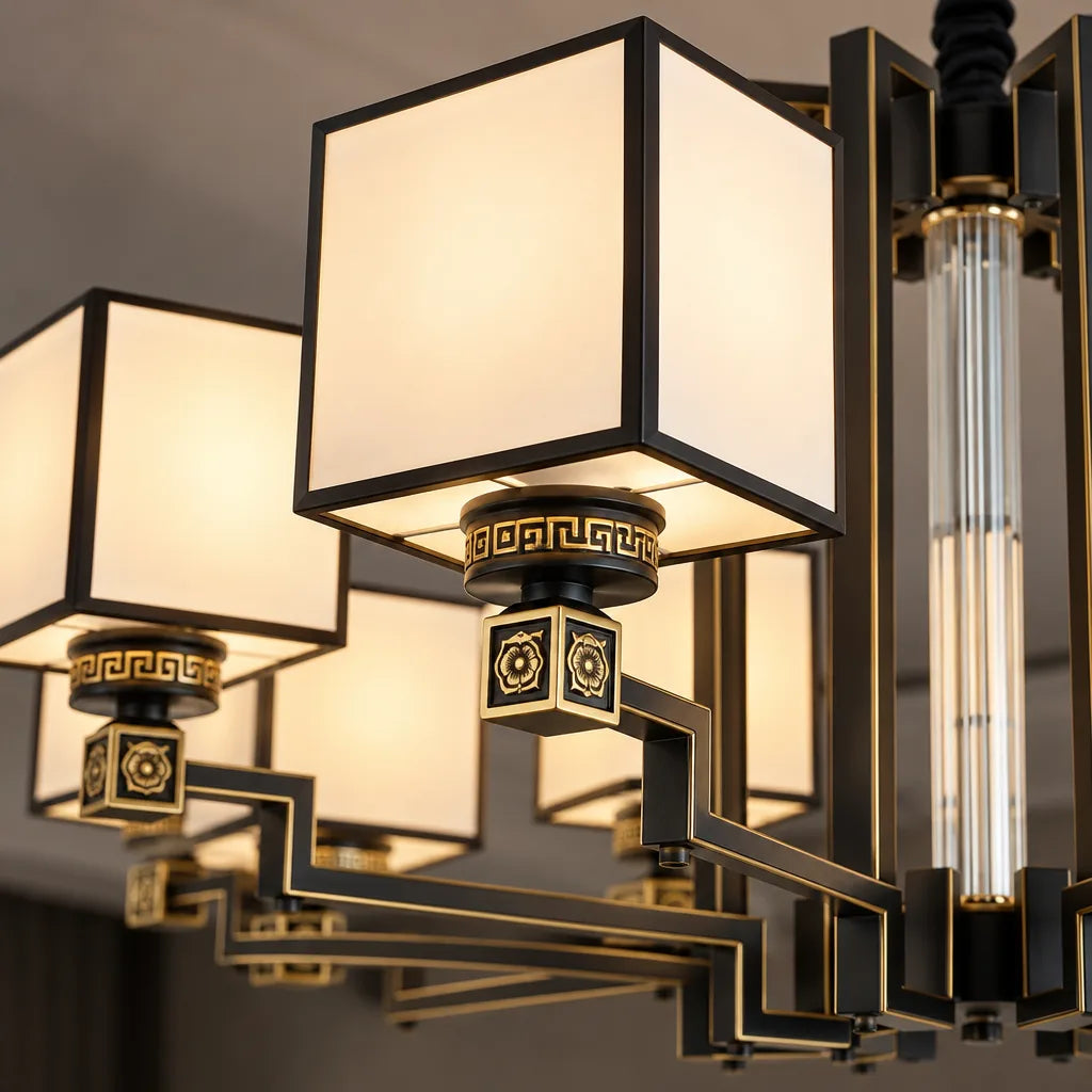 Suspension luminaire cubes opalin