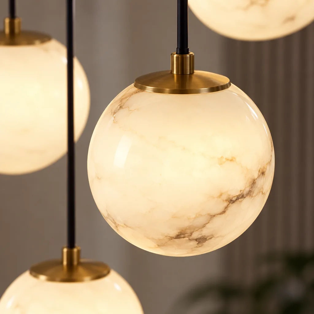 Suspension cascade boules lumineuses