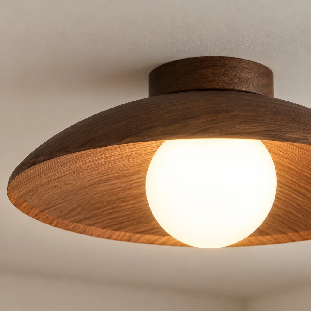 Plafonnier bois rond design