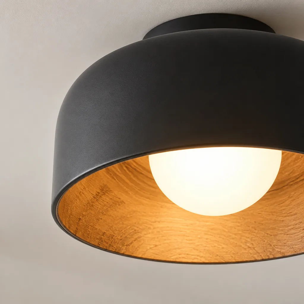 Plafonnier rond bois design
