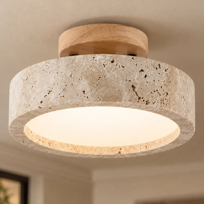Plafonnier rond travertin
