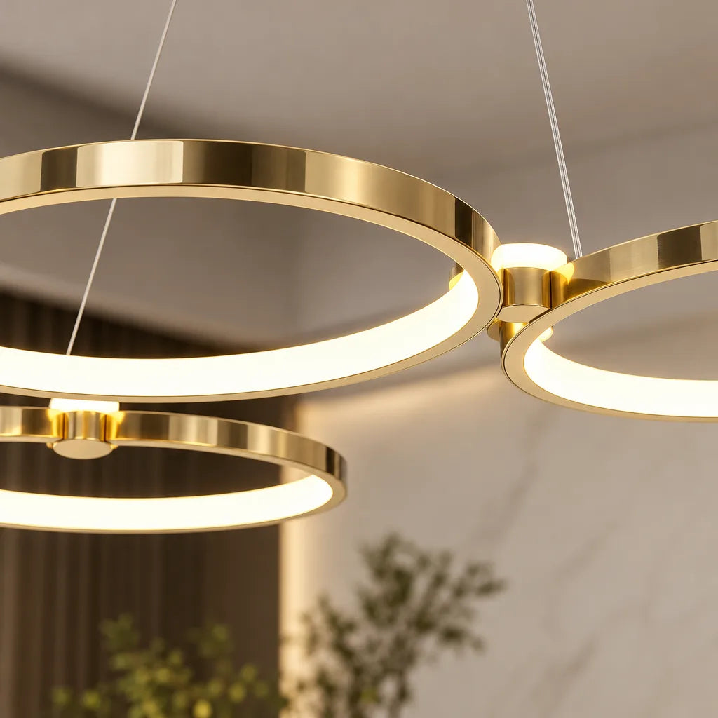Suspension luminaire anneaux LED
