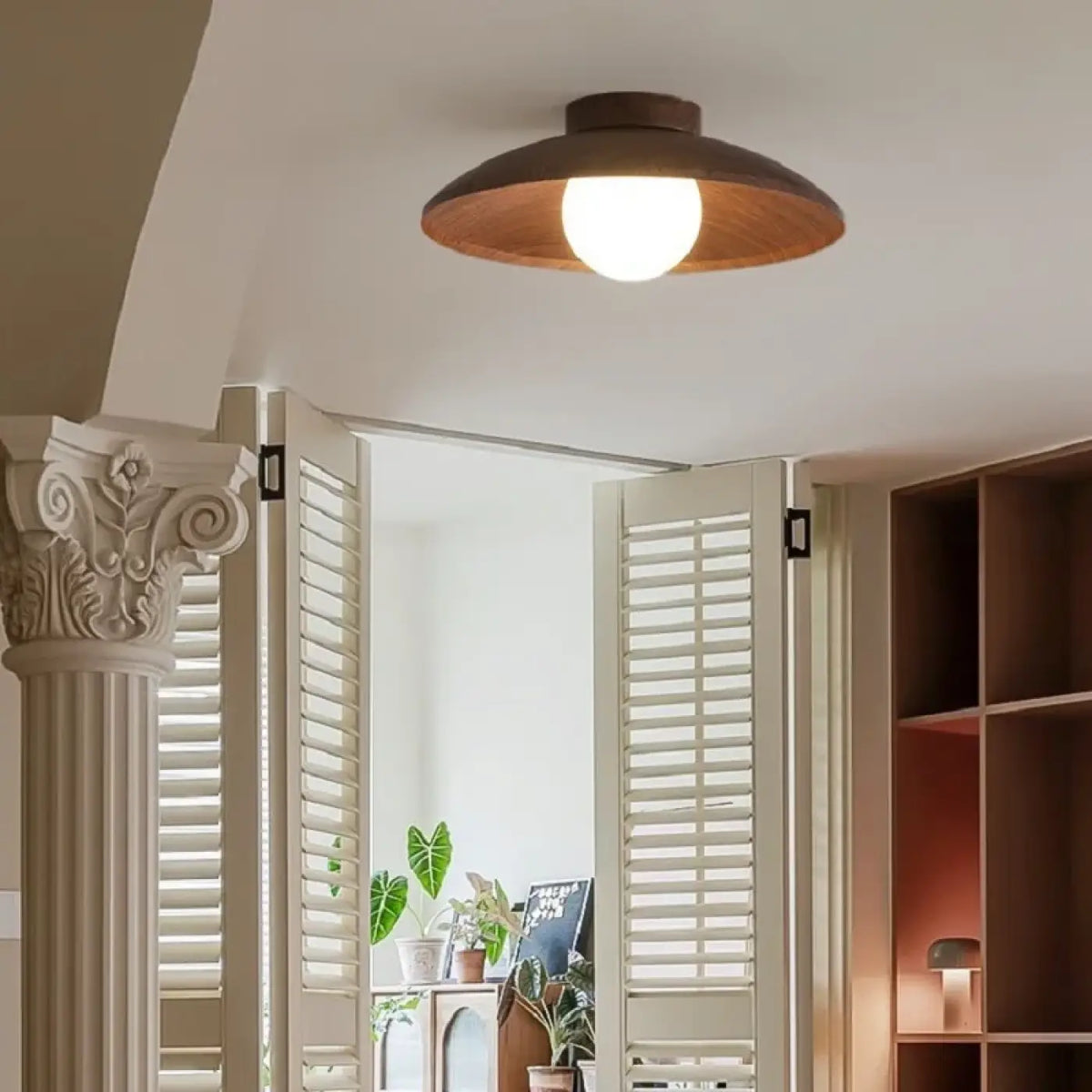 Plafonnier bois rond design