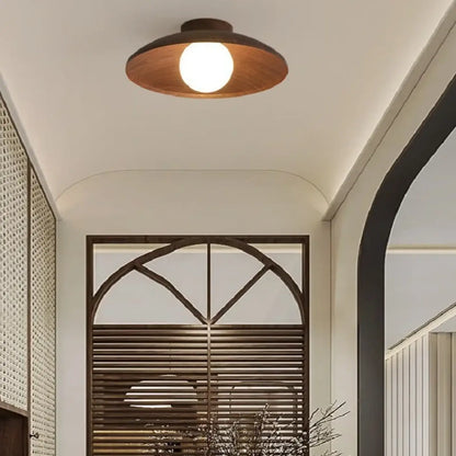 Plafonnier bois rond design