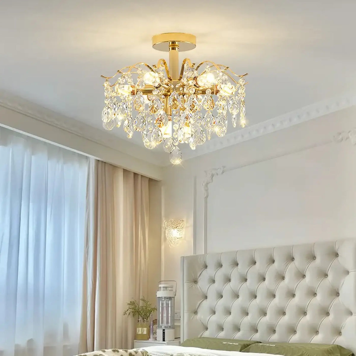Plafonnier cristal doré classique