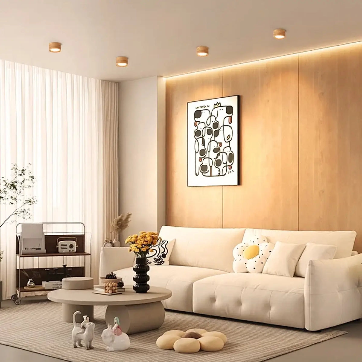Plafonnier LED encastré beige