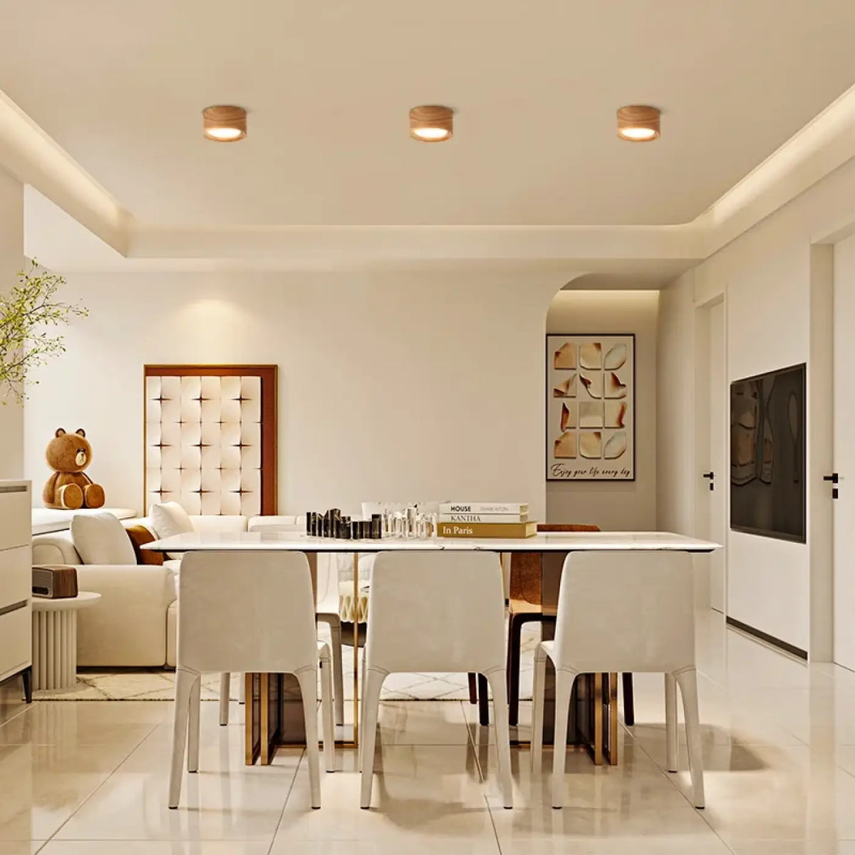 Plafonnier LED encastré beige