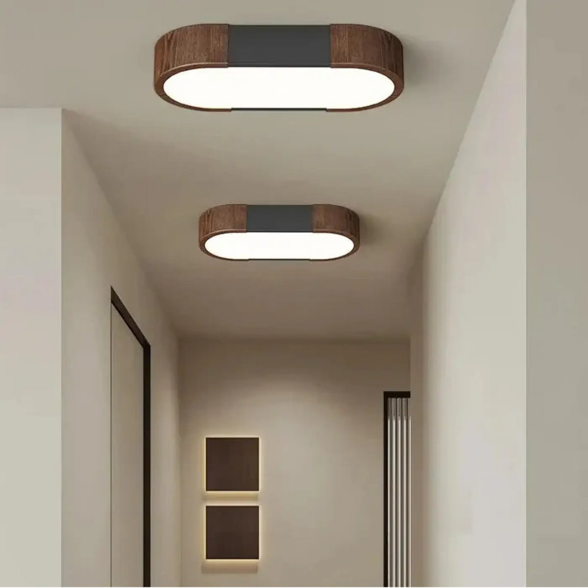 Plafonnier LED bois