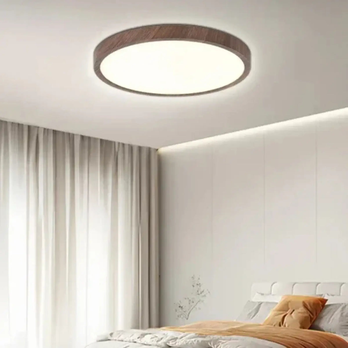 Plafonnier rond effet bois
