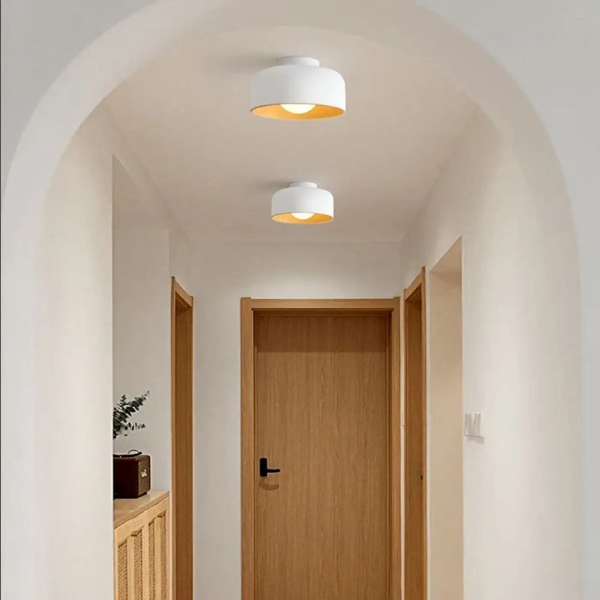 Plafonnier rond bois design