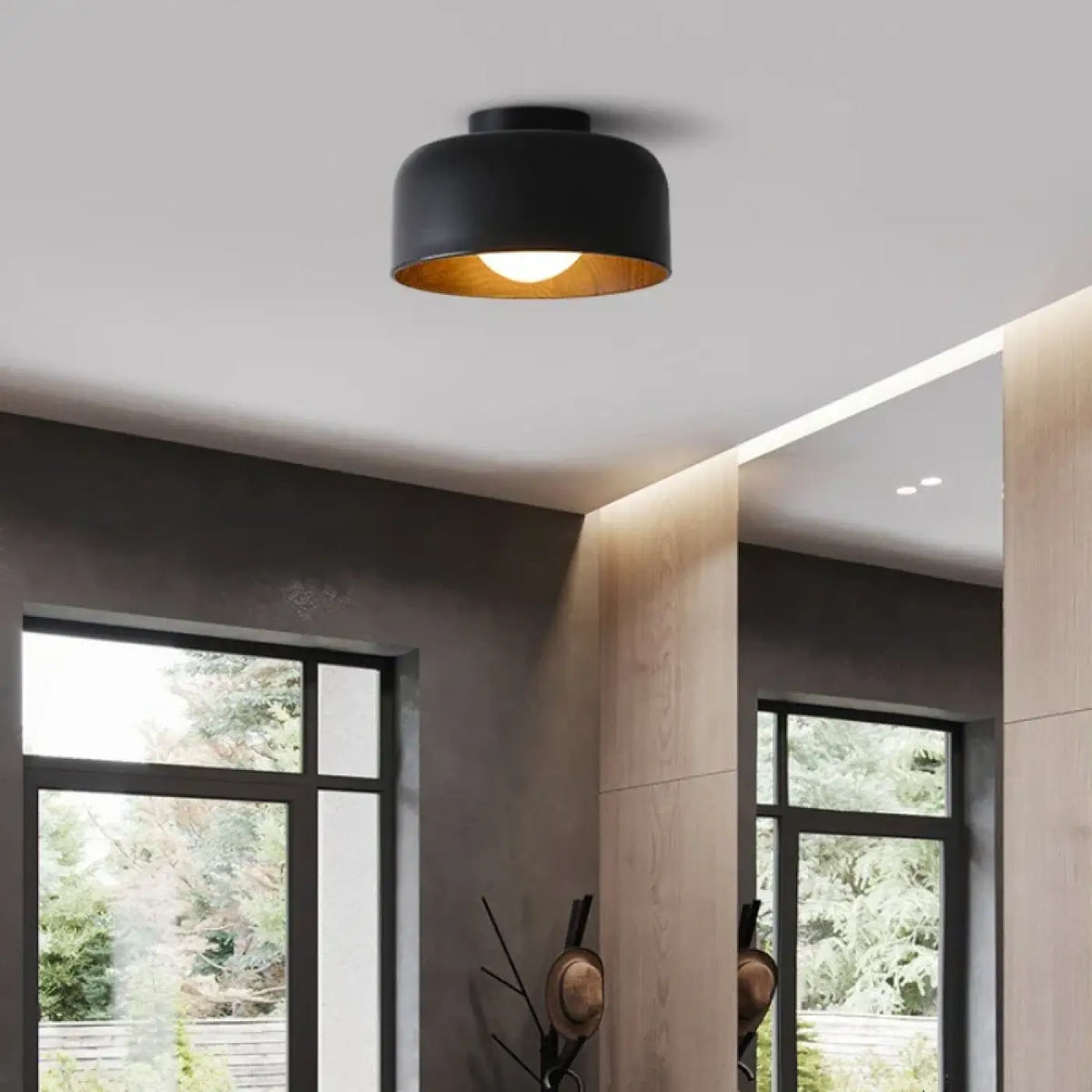Plafonnier rond bois design