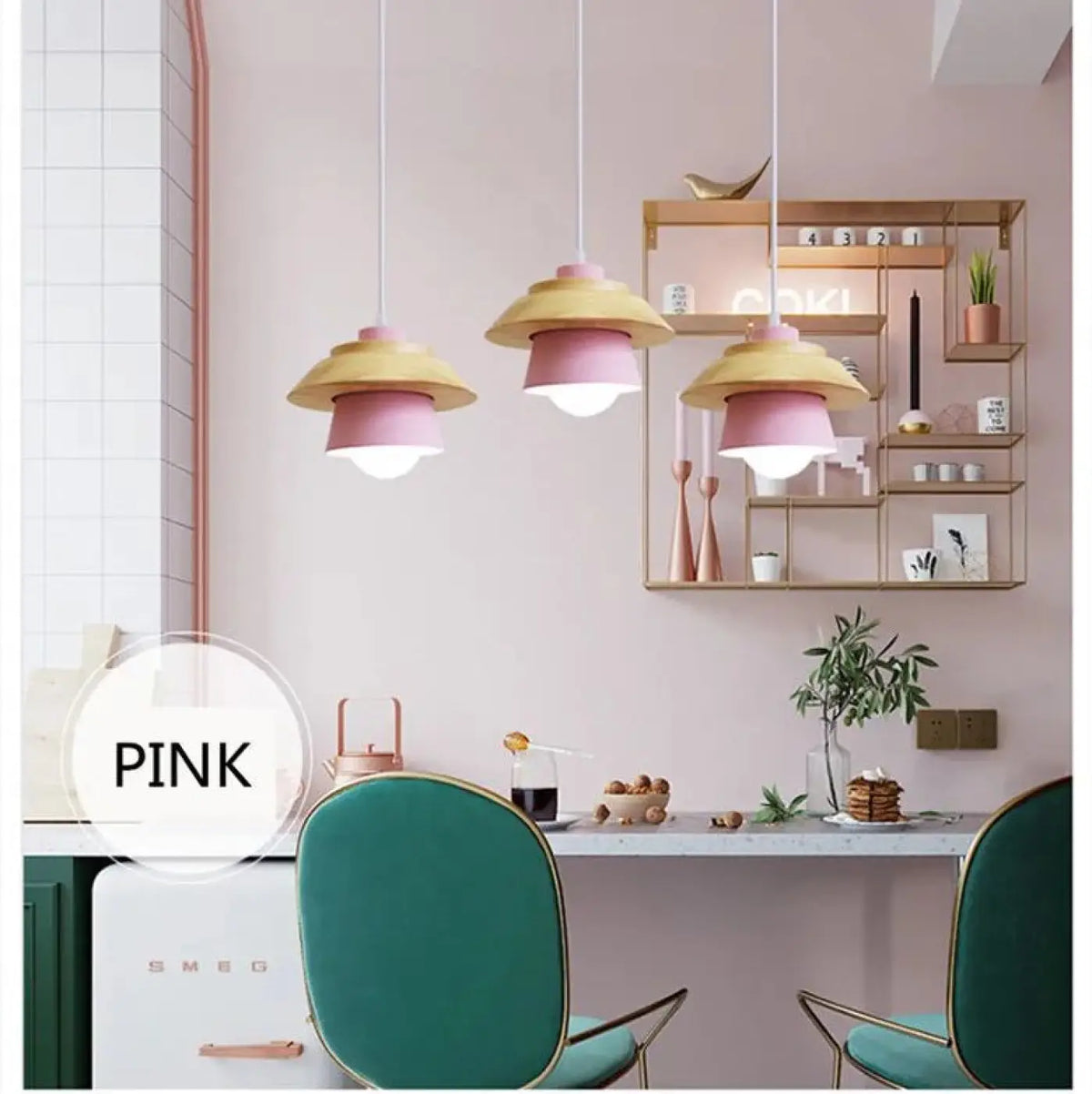 Suspension bois couleur design
