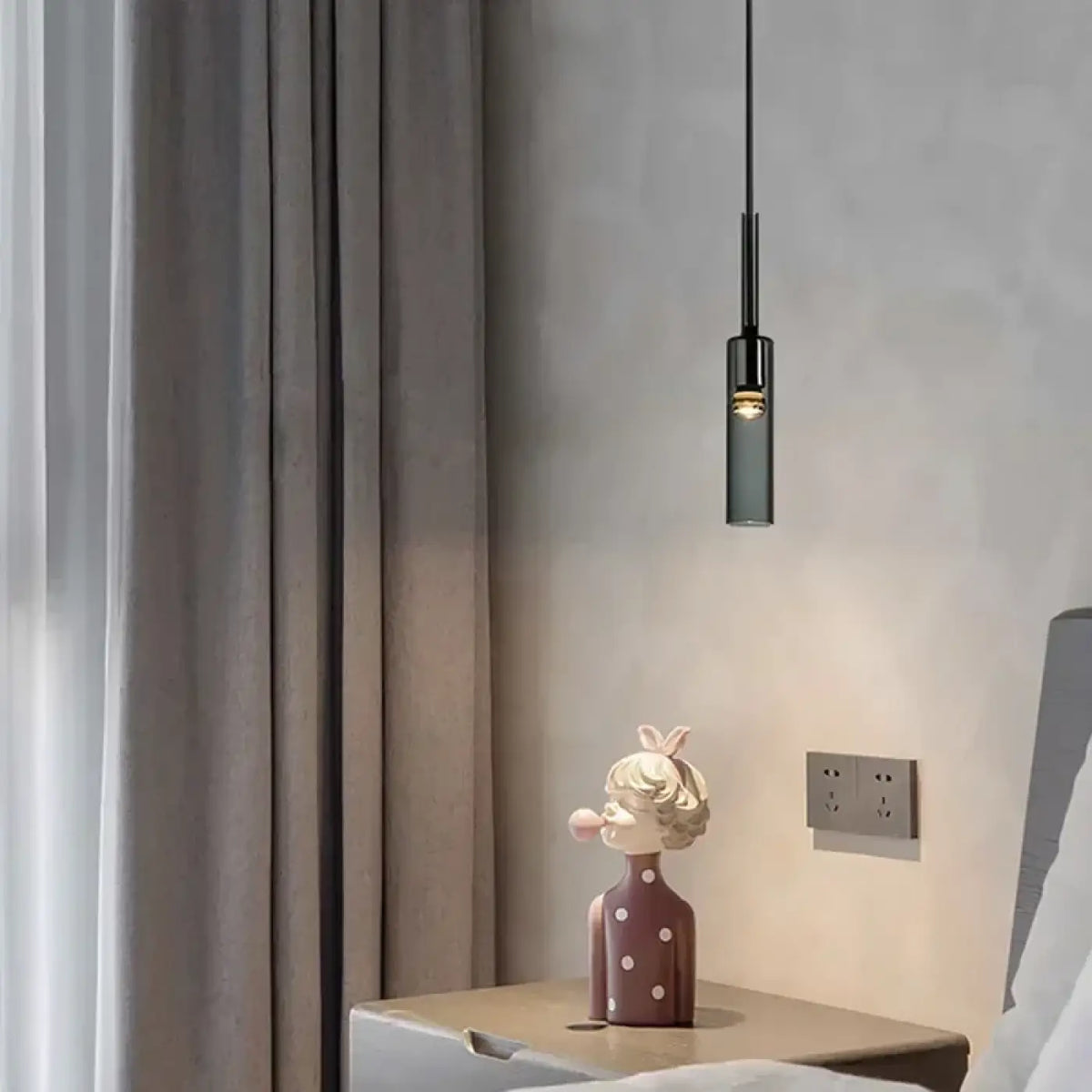 Suspension cylindre noir verre