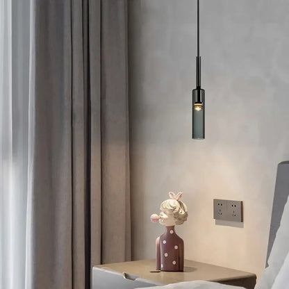 Suspension cylindre noir verre