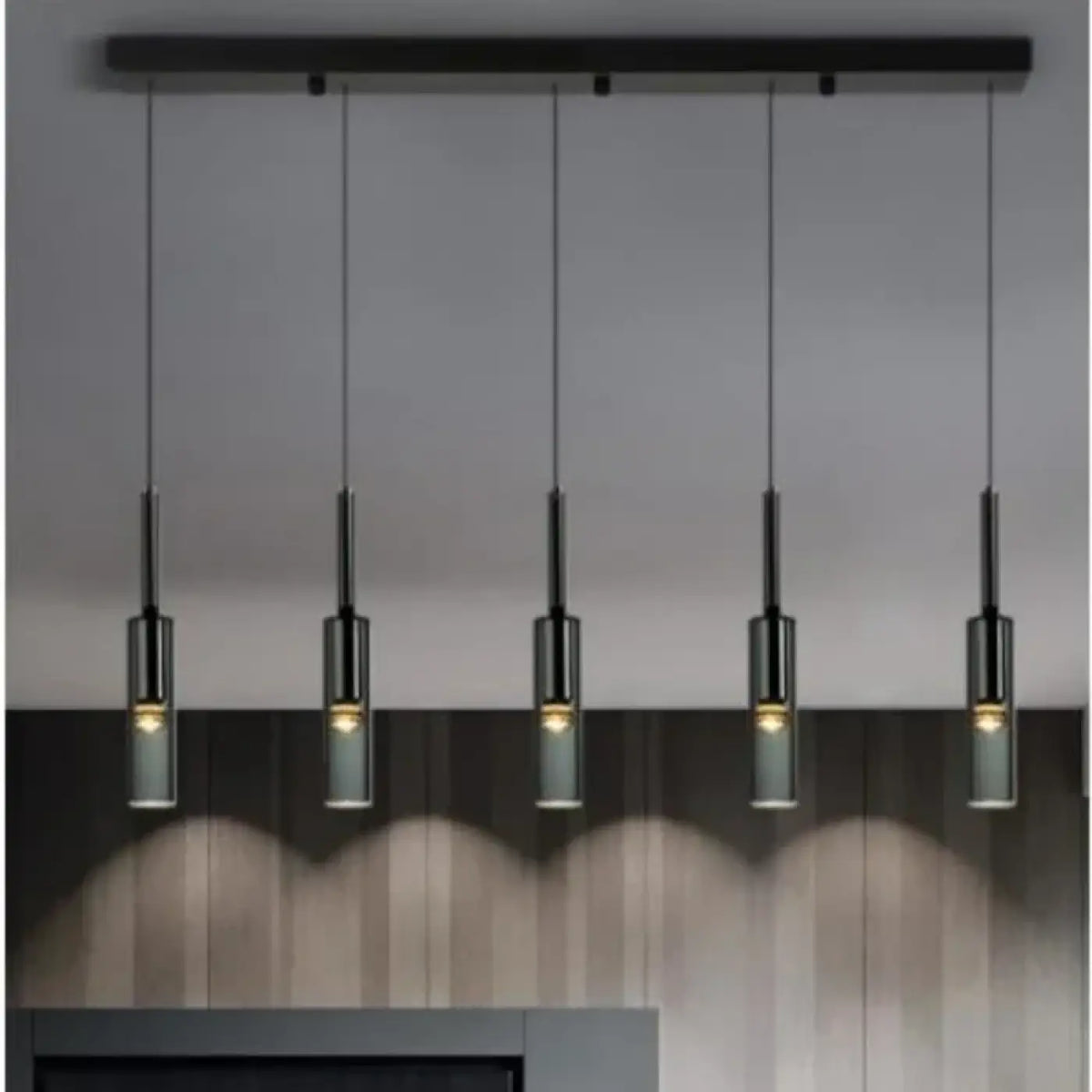 Suspension cylindre noir verre