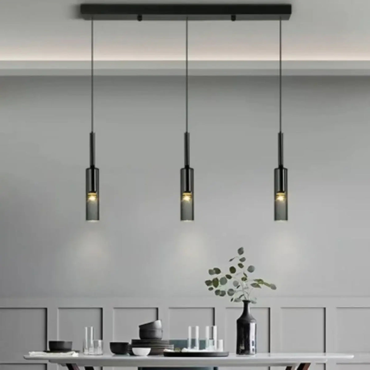 Suspension cylindre noir verre
