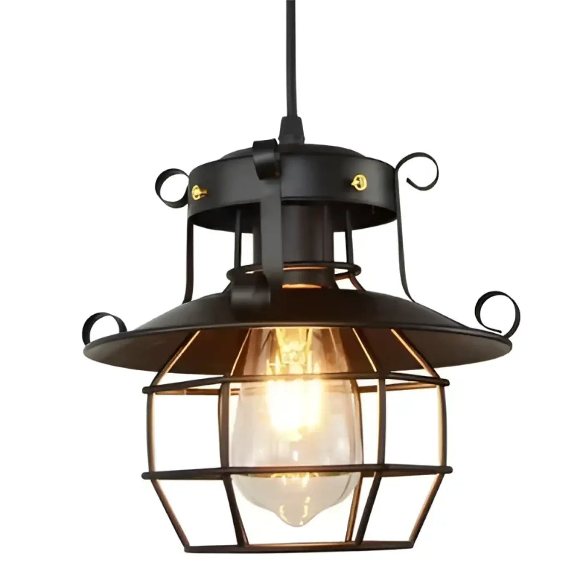 Suspension lanterne industrielle noire