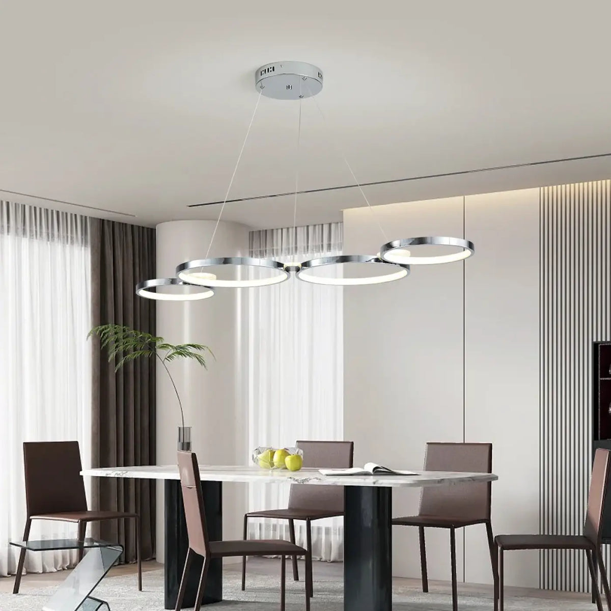 Suspension luminaire anneaux LED