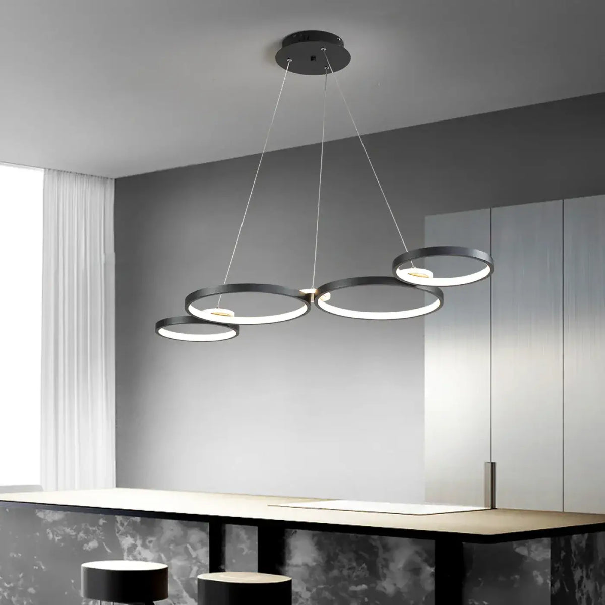 Suspension luminaire anneaux LED
