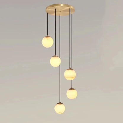 Suspension cascade boules lumineuses