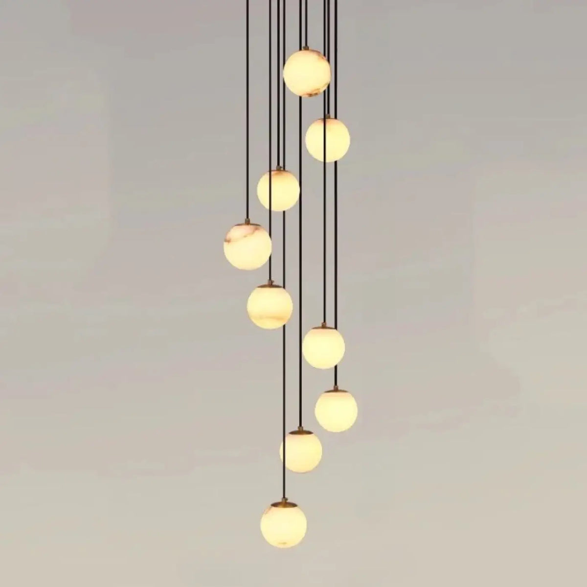 Suspension cascade boules lumineuses