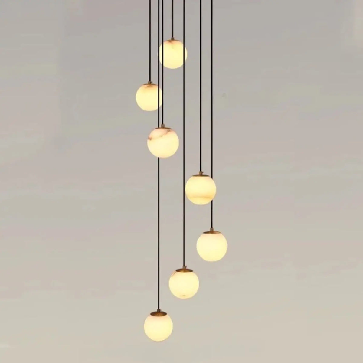 Suspension cascade boules lumineuses