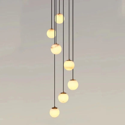 Suspension cascade boules lumineuses