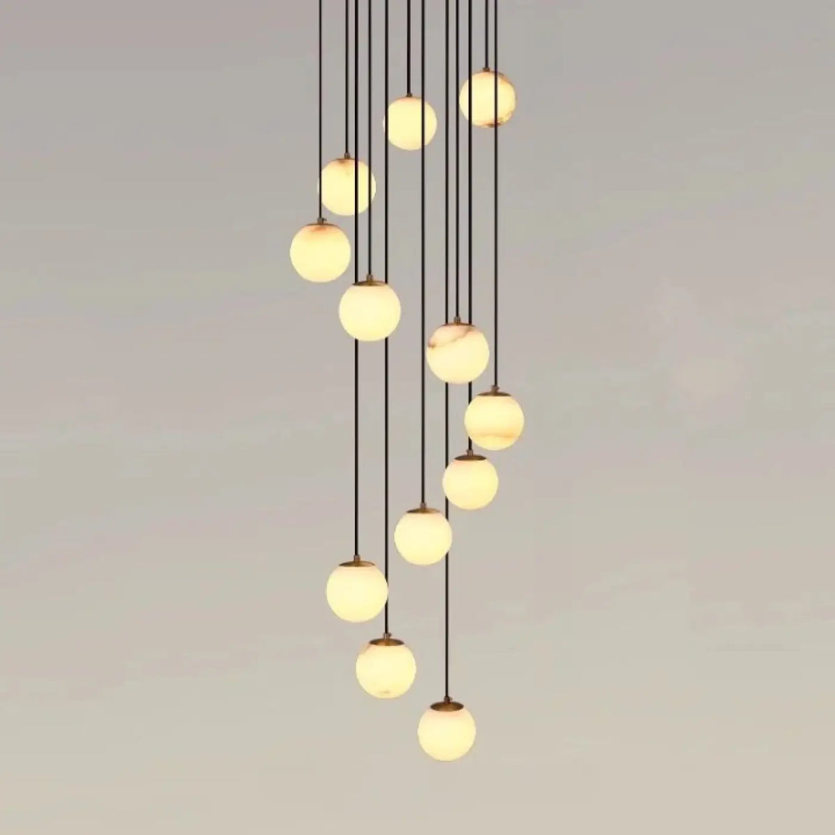 Suspension cascade boules lumineuses