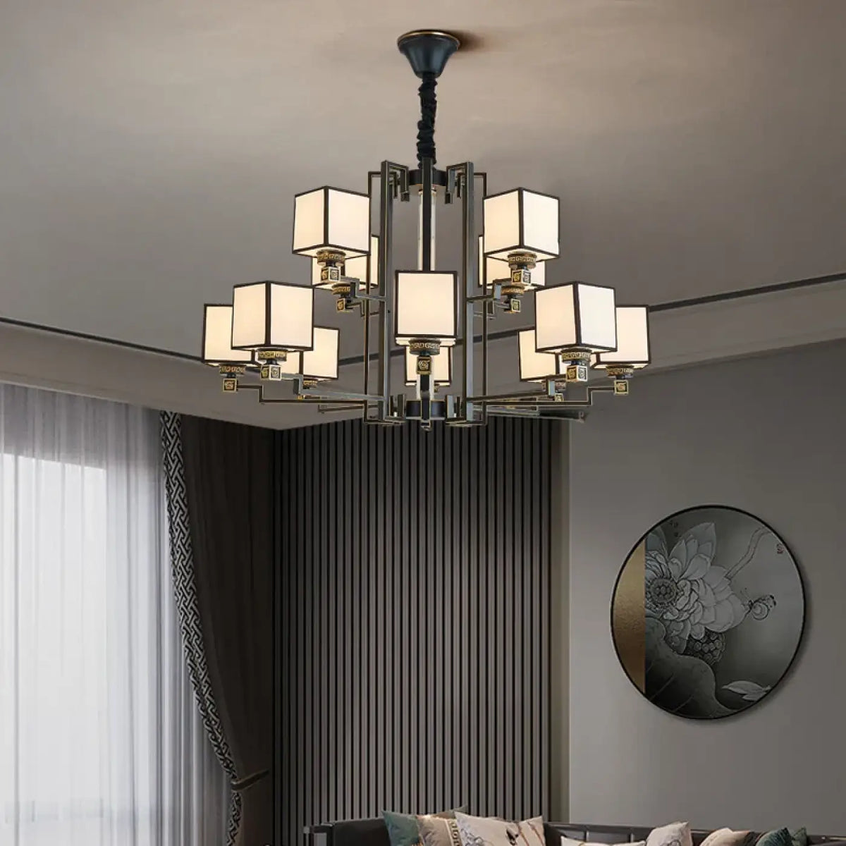 Suspension luminaire cubes opalin