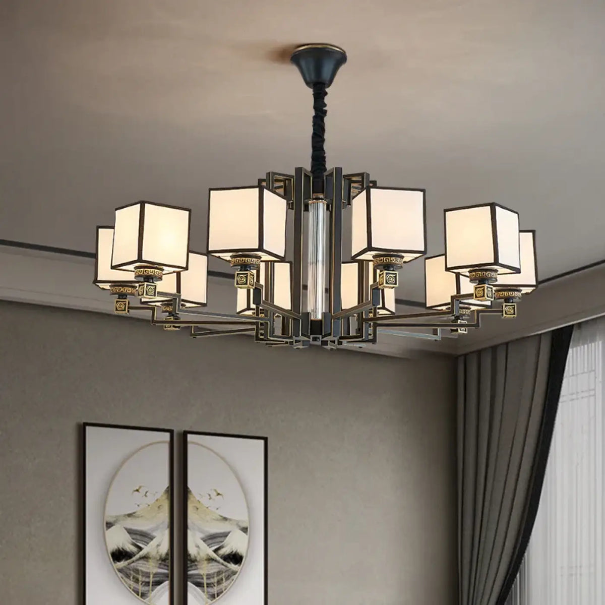 Suspension luminaire cubes opalin