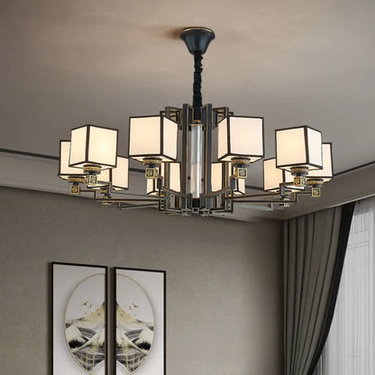 Suspension luminaire cubes opalin