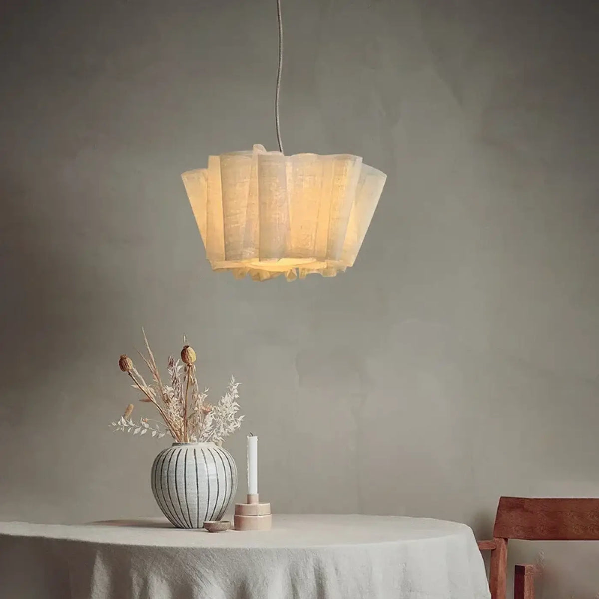 Suspension lamelles bois design