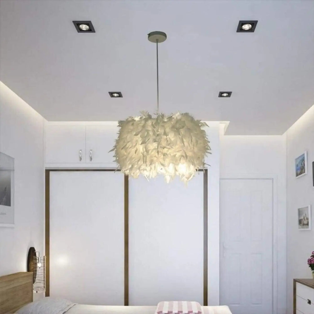 Suspension luminaire plume