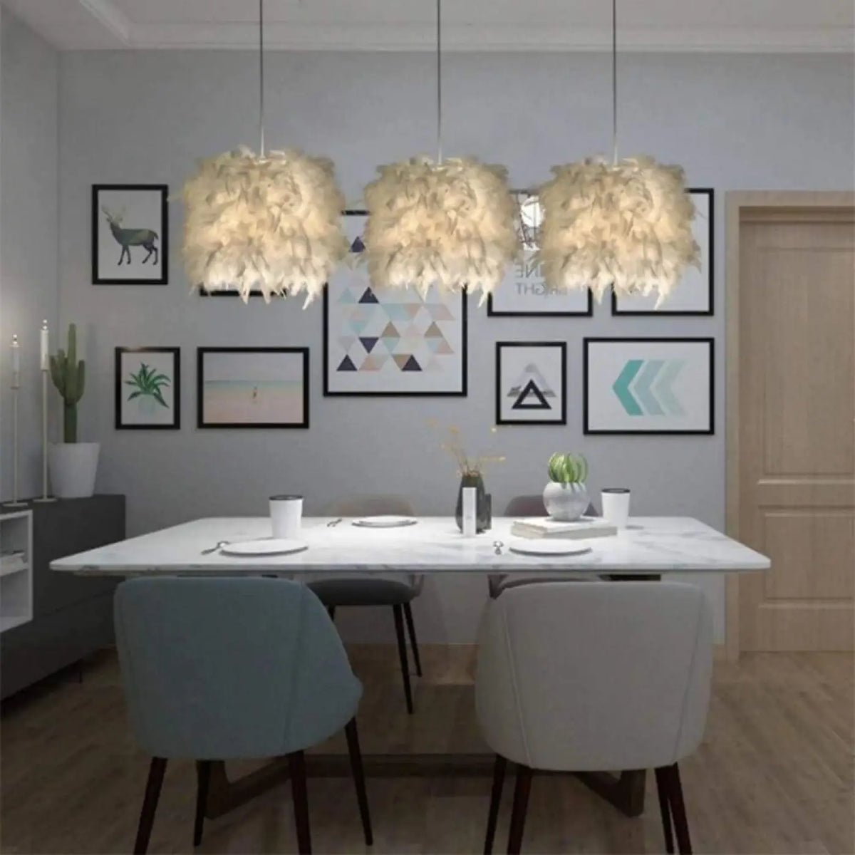 Suspension luminaire plume