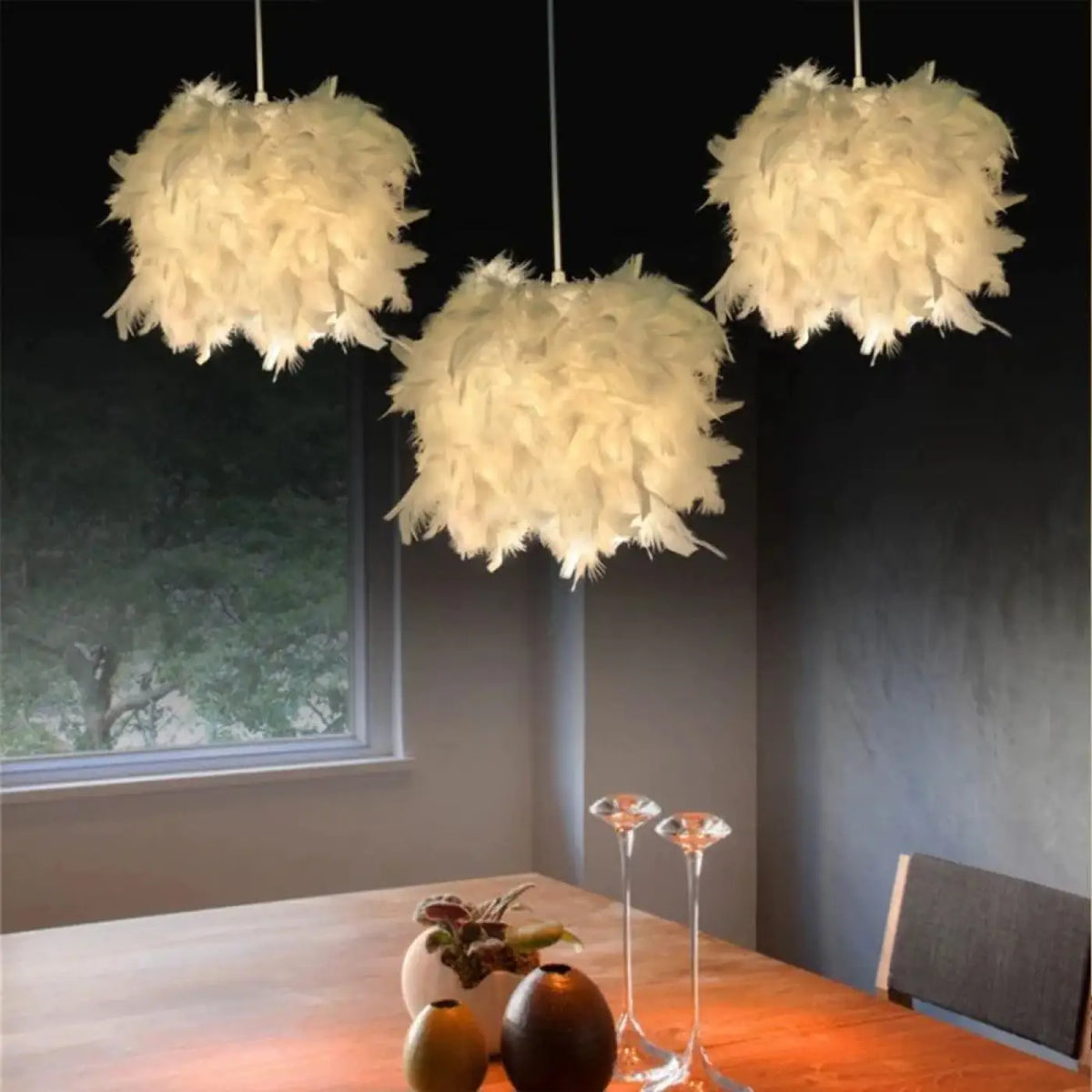 Suspension luminaire plume
