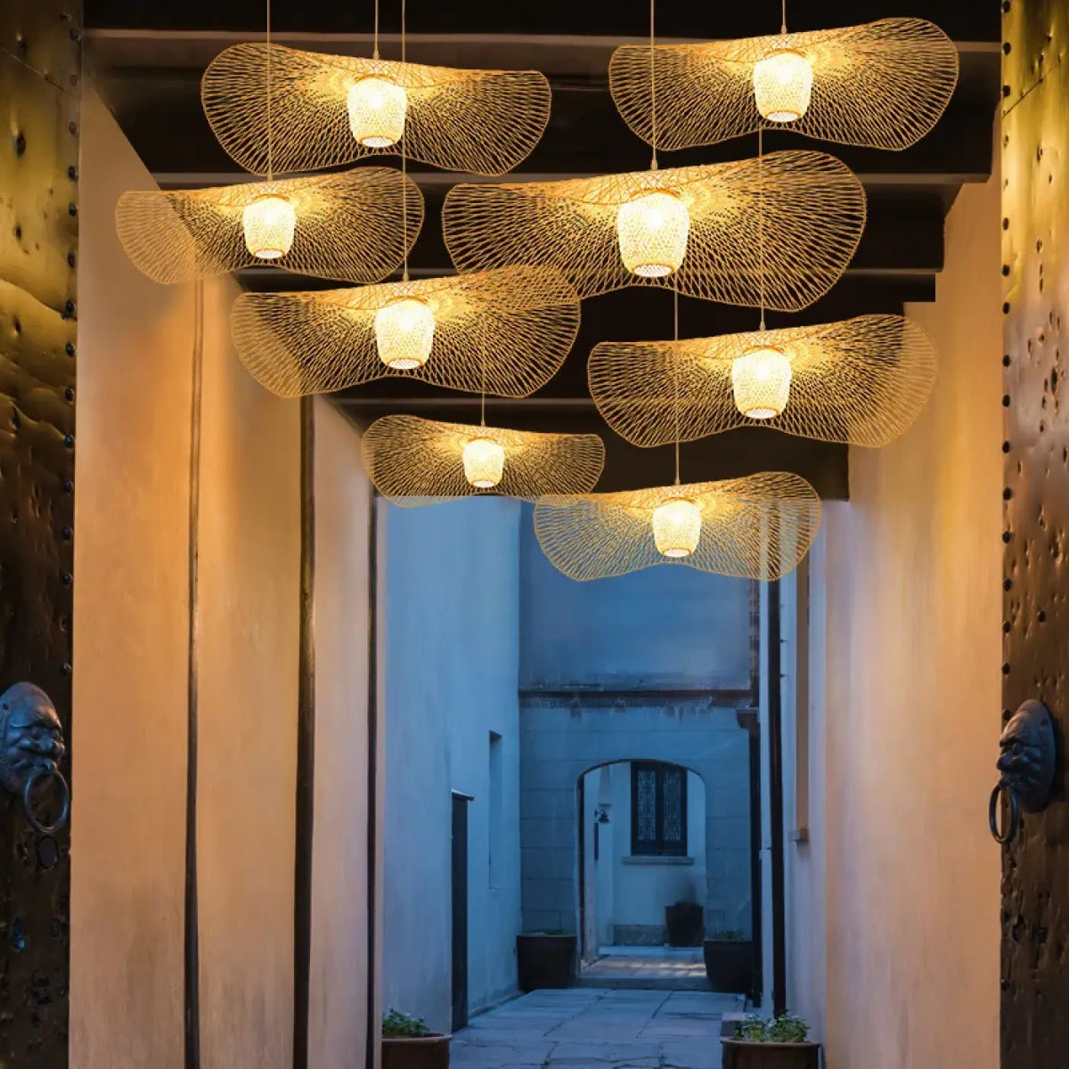 Suspension rotin salle manger
