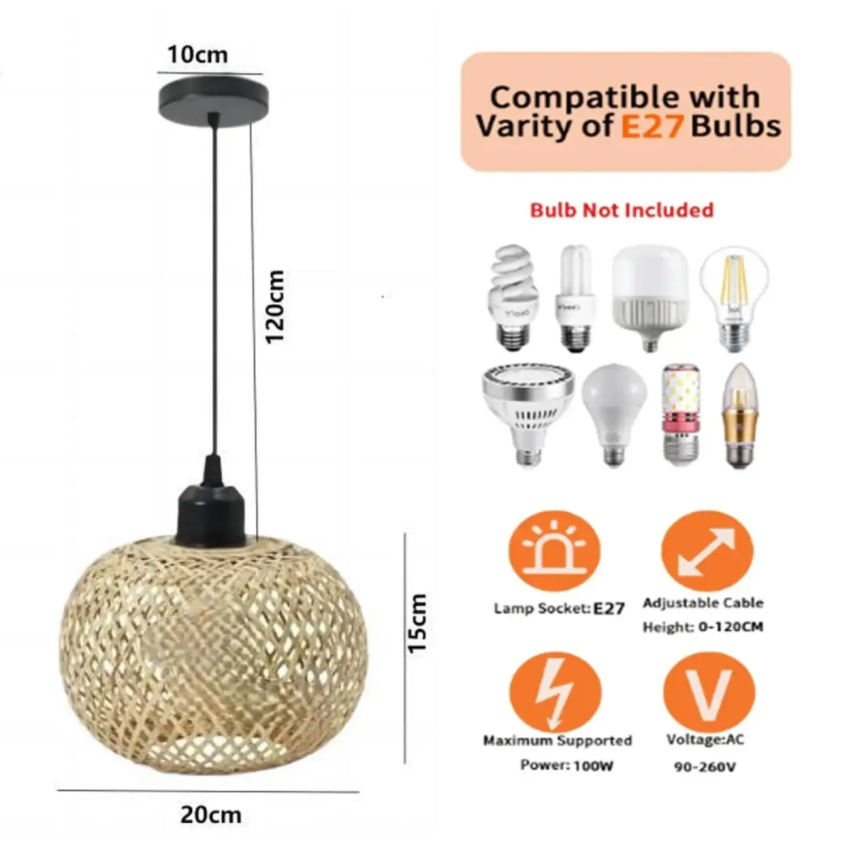 Suspension luminaire bohème naturelle