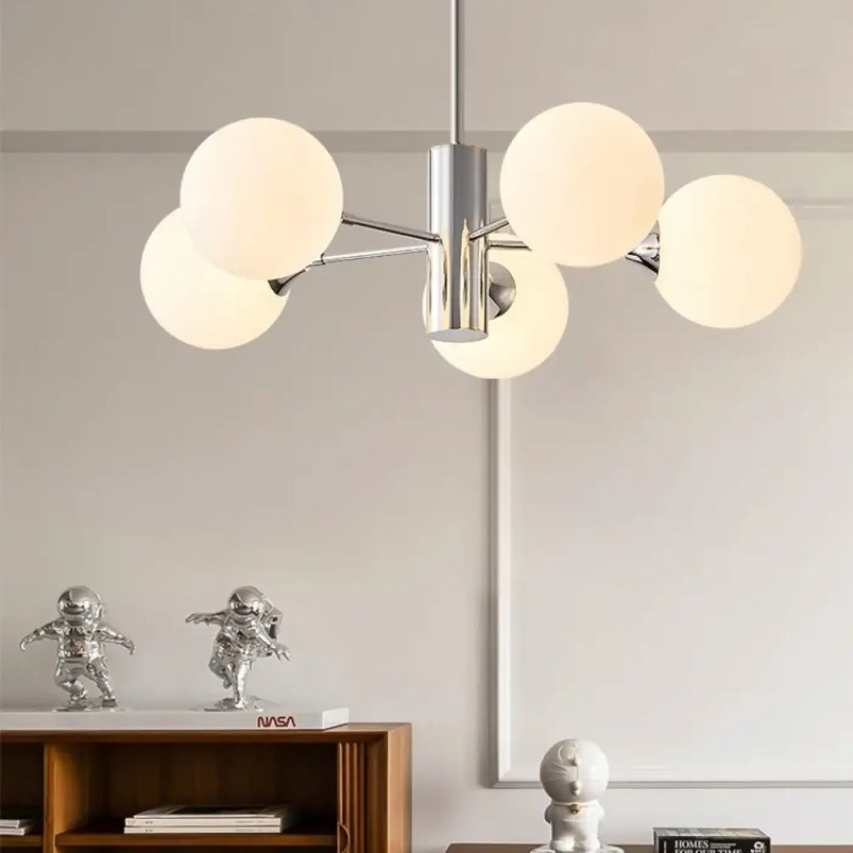 Suspension chrome globes verre